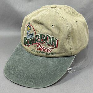 Bourbon Street New Orleans Strapback Hat Louisiana USA Khaki Souvenir Dad Mens